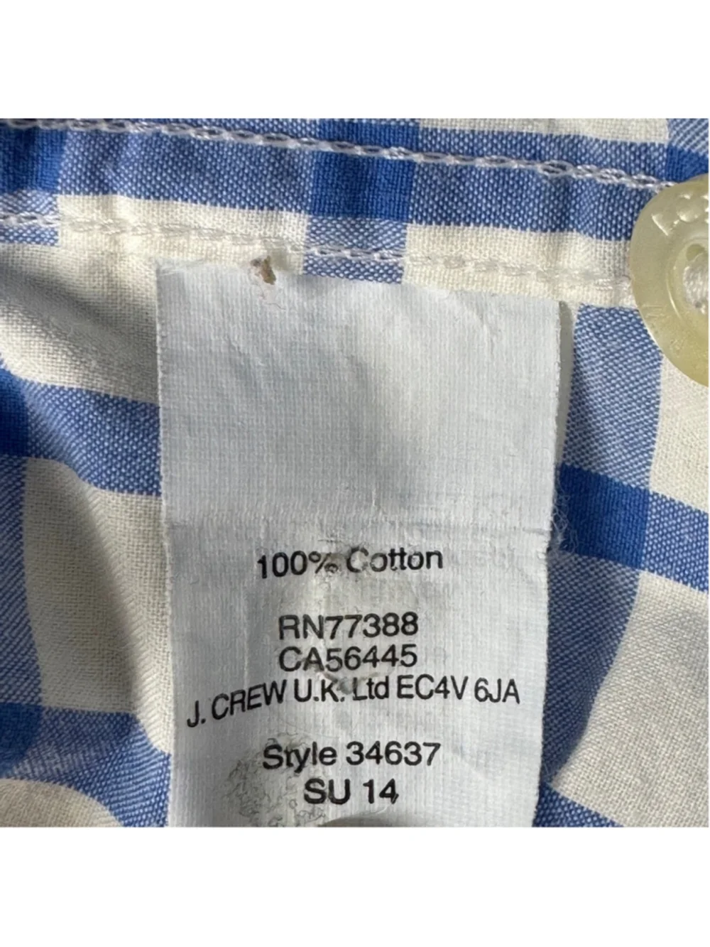 J.Crew Button Down Woven Shirt Mens L Large Blue White Check Long Sleeve Casual